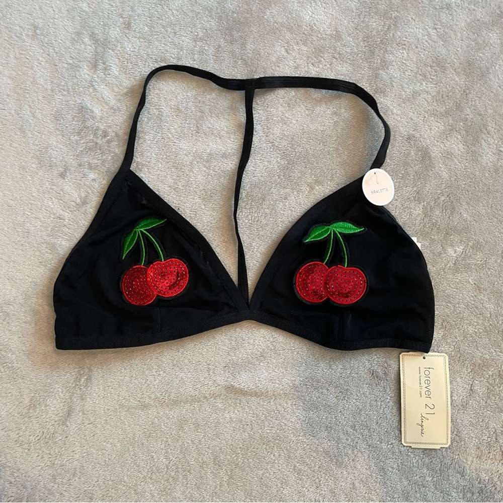 cherry black bralette